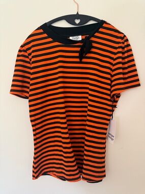 Unique Vintage Women’s Black & Orange Striped Tee